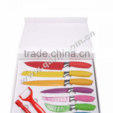 new products on china market 5pcs knife set with block non stick color kitchen knife