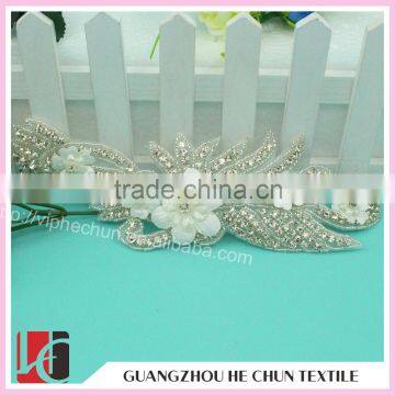 HC-2097 Top Sale Flower Shape Crystal Bead Applique for Wedding Dress ,Wholesale Crystal Hot Fix Rhinestone photo-3