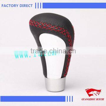 Universal Auto Gear Lever Shift Knob Leather Red Stitch Supplier photo-2