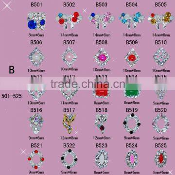 2016 Fashion 3D Nail Art Tips Decoration Alloy Nail Jewelry Glitter Rhinestone