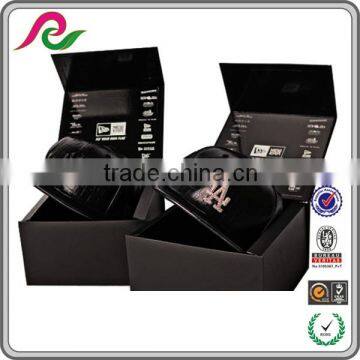 Custom Black Folding Cardboard Paper Box With Magnet for Hats Packing photo-2