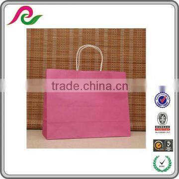 Custom pink paper shopping bag with round handle