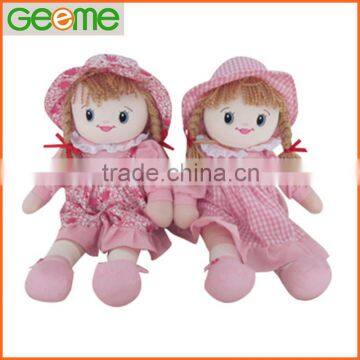 Fashion Plush Doll with Printed Cotton Dress