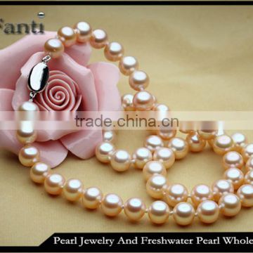 Freshwater pearls chains necklaces natural pink color beads