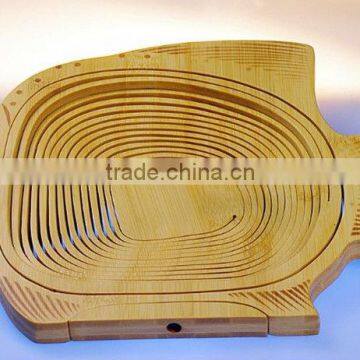 Durable fish shaped bamboo fruit basket can foldable