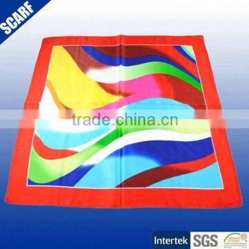 Red color with rainbow printed pattern square scarf for women