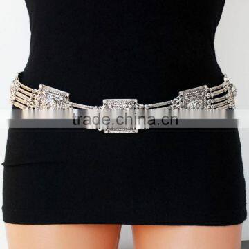 New Boho Tibetan Silver Retro Carving Flower Sexy Belly Dance Body Waist Chain