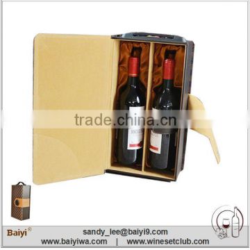 Promotional Portable Leather Wine Carrier for Two Bottles