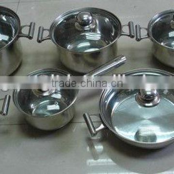 12 pcs Stainless Steel Cookware Set with glass lid