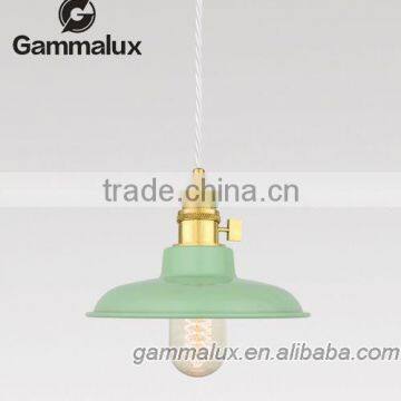 Mint Green Enamel and Brass Hanging Lamp with Twisted Cable