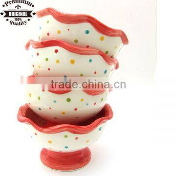 ceramic handpaint dot ice cream bowl dessert bowl