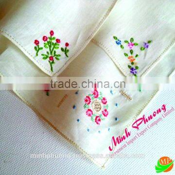 Flower Design With Hand Embroidery Handkerchief