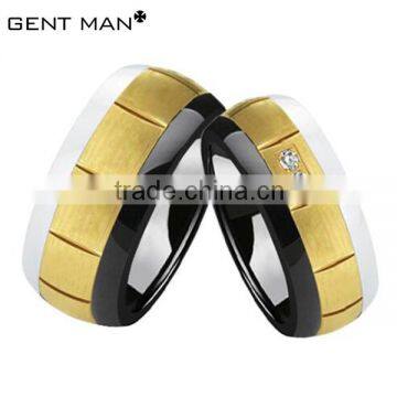 Female White and black Zirconia Ceramic Ring,Women Ceramic Wedding Bands