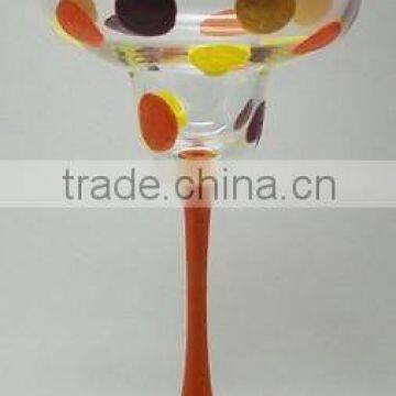 colorful dots hand paint cocktail glass with stem