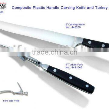POM Plastic Handle 2Pcs RANG44 Carving Knife And Fork