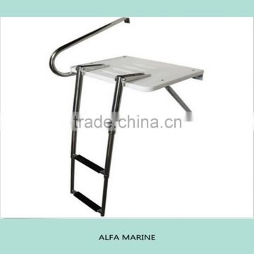 White Stainless Rail 3 Steps Ladder Boat Outboard Swim Fiberglass Platform