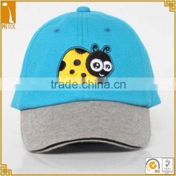 100% cotton soft 6 panel embroidered bee baby caps