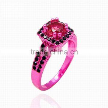 Good Quality Copper Ring Set Gun Black Red Zircon Diamond Finger Rings For Lovers photo-4