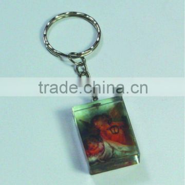 pure printed picture flash light crystal glass keychains (R-0838)