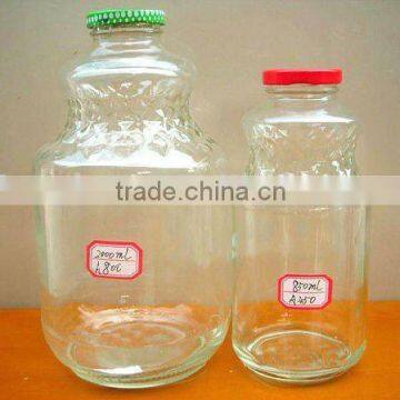 supply custom made 1L glass juice /water bottle with screw cap