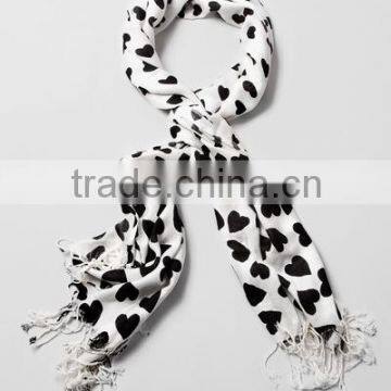 Ivory Acrylic Hearts Pashmina scarf