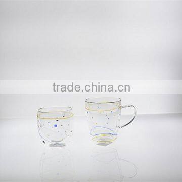 double wall glass cup with dot decoration