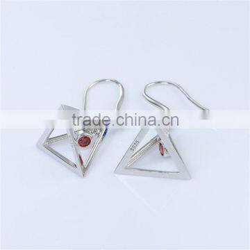 2016 New Trending Designs Bezel Setting Red And Blue Cz Dangle Earing photo-4
