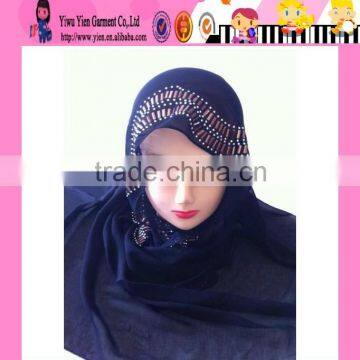 Black Muslim New Fashion Style Scarfs Long Beaded Hijabs