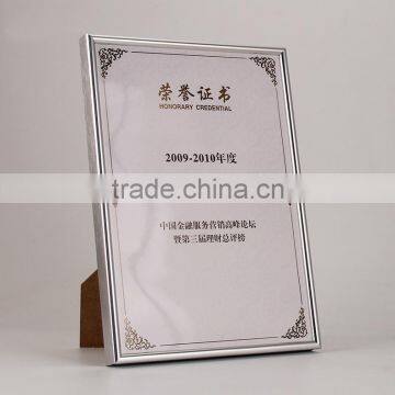 High Quality Fancy Gold A4 Aluminium Alloy Photo Frame Certificate Frame