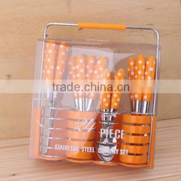 24PCS Plastic Handle Stainless Steel Cutlery