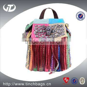 Hot sell colorfull leather backpack &woman trendy handbag