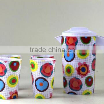 Promotional Lable in Mould Plastic Jug With 4 Cups Drinking Set