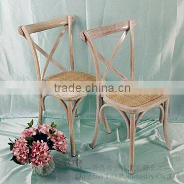 Cross Back Chair with Rattan Seat