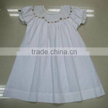 100% cotton white hand smocking bishop skirt girl's skirt