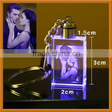 Personalized Keychain 3D Laser Engraved Wedding Photo Crystal For Guest Takeaway Gifts Souvenir