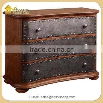 Decorative Metal Wooden Console Cabinet Corner with 3- Drawers