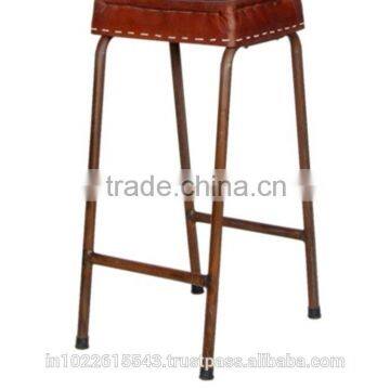 Learther Bar stool,Industrial Leather seat Wood bar stool