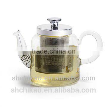 Glass tea pot with #18/8 stainless steel infuser & lid