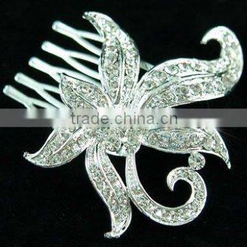 Bridal Wedding Flower Crystal Side / Back Hair Comb CT1321