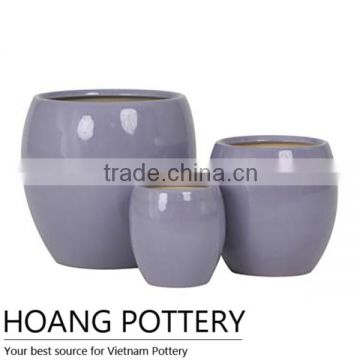 Egg Purple Glazed Ceramic Flower Pot Indoor