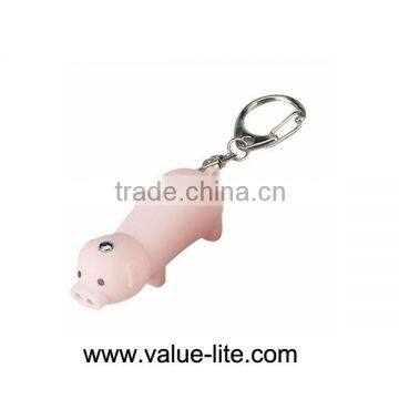 New product plastic led keychain light with sound button cell