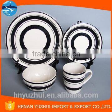 ceramic rustic black and white design dinner set