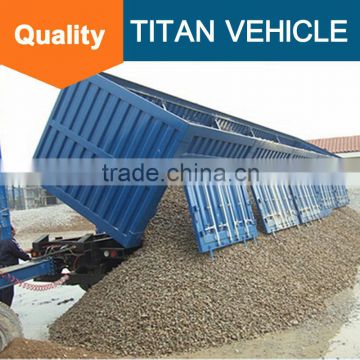 Titan widely used hydraulic self discharge sand 3 Axles 100 Ton Semi tipper truck trailer , side dump trailer for sale