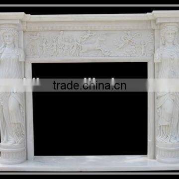 Indoor Freestanding Fireplace Mantel With Lady Statues