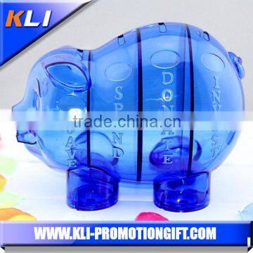 plastic large transparent pig shape coin bank