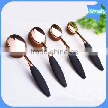 10pcs Custom Logo Multi-purpose Rose Gold Oval Mermaid Makeup Brush Set With Quality Carton Box