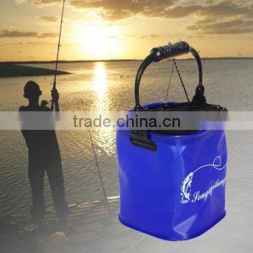 Foldable EVA Water Bucket with Rope Belt Outdoor Fishing Tackle Camping Blue