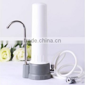 Countertop household water filter for kitchen use with faucet