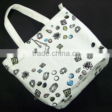 all kinds of shape diamond design canvas tote bag with zip