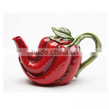 Chili Pepper Ceramic Teapot, 5-Inch